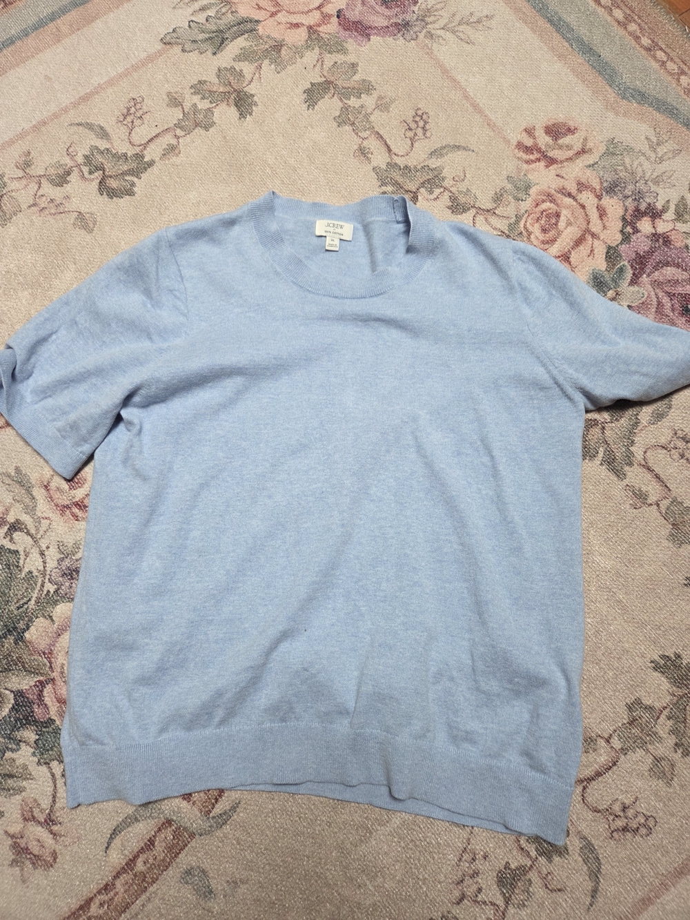 J. Crew Factory Light Blue Crewneck Short-Sleeve Sweater